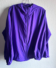Uniqlo Men's Hooded Full Zip Windbreaker Jacket Purple Ripstop Nylon L