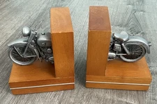 Harley Davidson Motorcycle Vintage Wood Hallmark Book Ends - 1957 XL Sportster