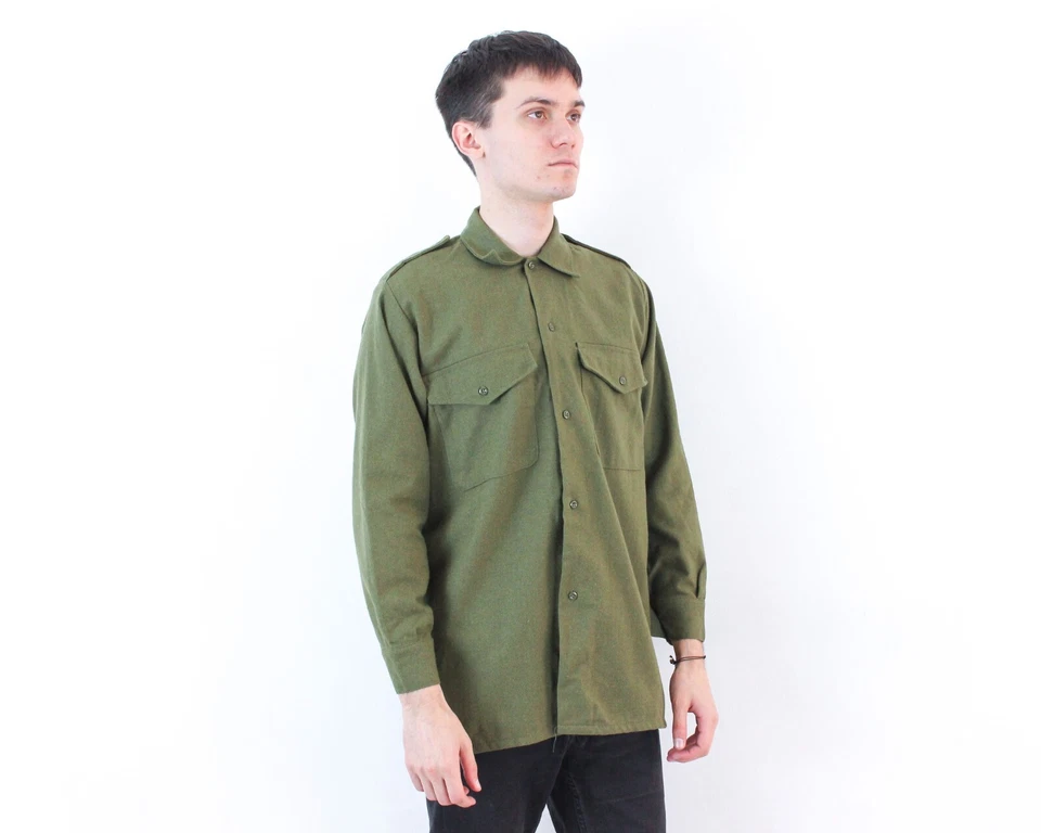 Camisa Ejército Británico Años 70 Hombre S Combate Lana Luz Campo Verde Militar GB REINO UNIDO DE COLECCIÓN Foto 3 de 4
