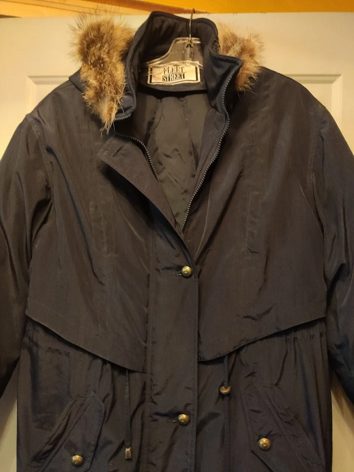 Chaqueta Parka Abrigo FLEET STREET LTD. Para Mujer Larga ABAJO Talla M Cuello de Piel Sintética Foto 2 de 4