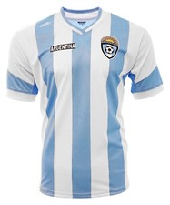 Argentina Soccer Jersey by Arza – White & Blue Slim Fit Fan Shirt 100% Polyester