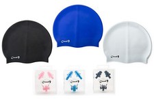 Swim Cap Combo Pack with Nose and Ear Plugs Adult Size Summer Sports Swimming