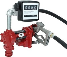 12V 15GPM Red Fuel Transfer Pump DC Gasoline with Nozzle Kit And Diesel Fuel