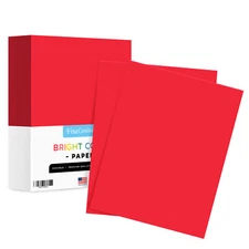 Red Bright Color Paper, 24lb Bond (90GSM), 8.5 x 11, 500 Sheets
