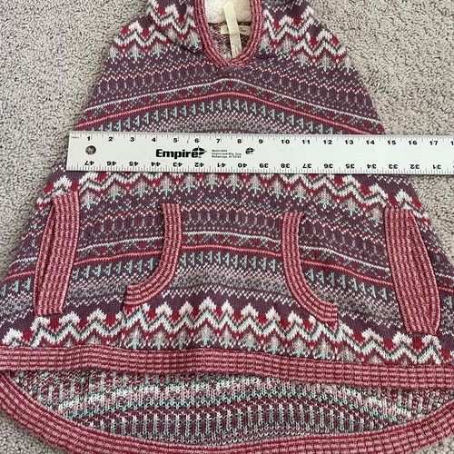 Matilda Jane Girls 4T Braylon Poncho Sweater Sherpa Hood Purple Angora Fair Isle - Picture 9 of 11