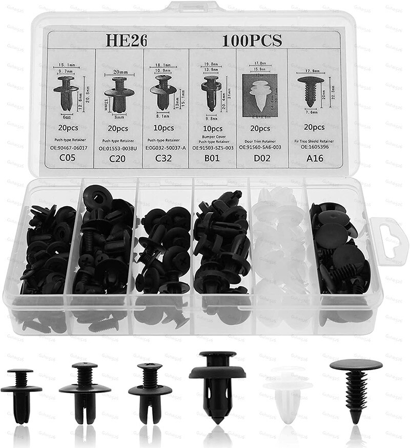 100PCS Bumper Retainer Clips Car Plastic Rivets Fasteners Push Retainer