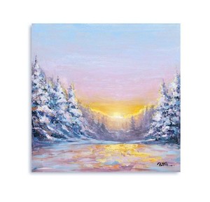 Winter Forest Wall Art Painting Sunrise Forest Scene Wall Art Winter Landscape Ebay