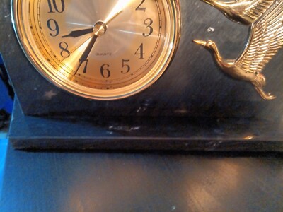 Seiko Quartz Crane Green Marble Clock Desk Shelf QZ253K Made in