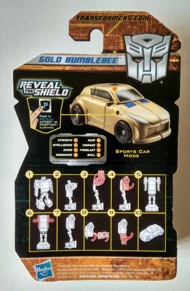 TRANSFORMERS REVEAL THE SHIELD: GOLD BUMBLEBEE (GOLDBUG) HASBRO 2010, 7 cm - Imagen 2 de 3