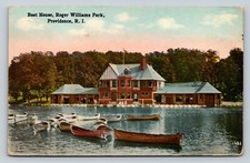 Providence Rhode Island RI Boat House Roger Williams Park VINTAGE Postcard
