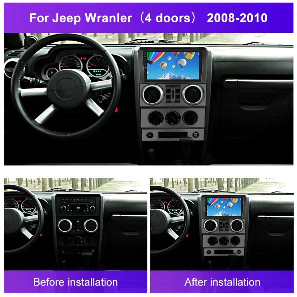 RADIO ESTÉREO COCHE ANDROID 13 9" CARPLAY GPS PARA JEEP WRANGLER JK 4 PUERTAS 2007-2012 Foto 2 de 4
