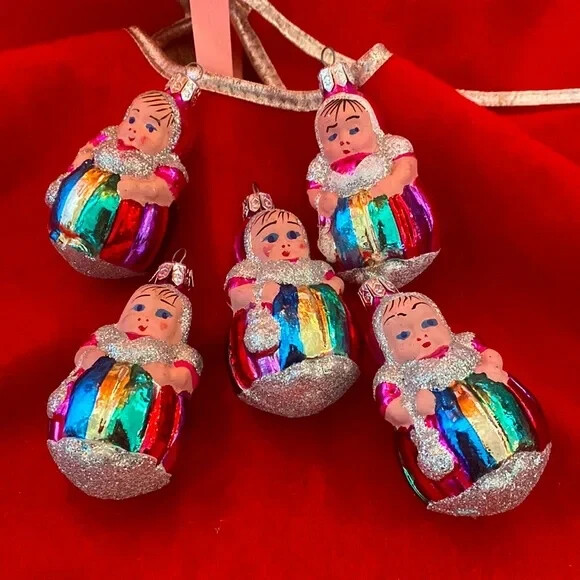 ORNAMENT 5 FIGURINE RETRO CHRISTMAS DECORATION COLLECTIBLE Poland Made