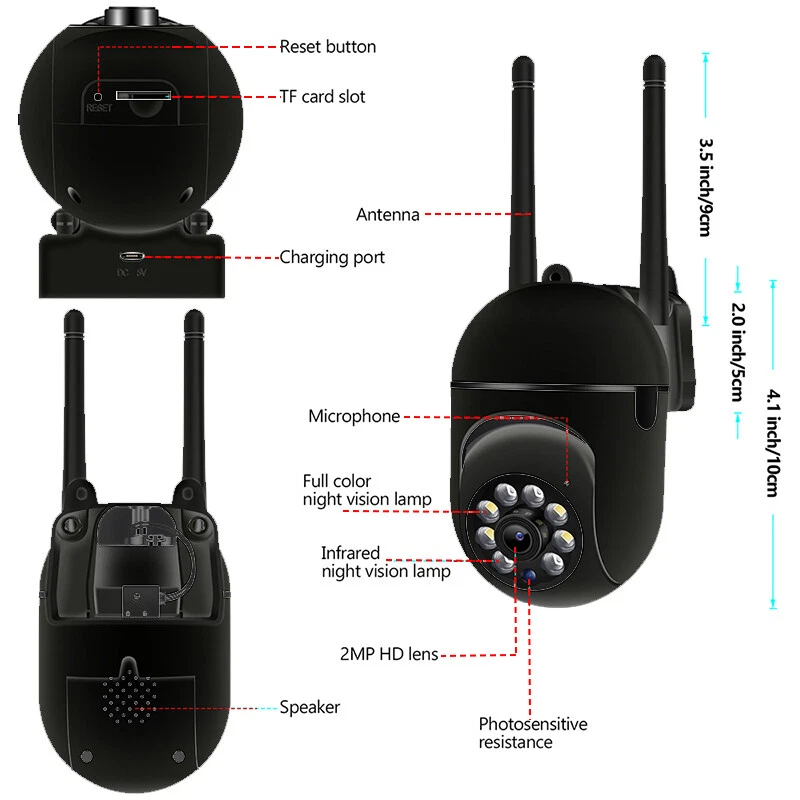 4 x Wireless 5G WiFi Security Camera System Smart outdoor Night Vision Cam 1080P - Image 4 of 4