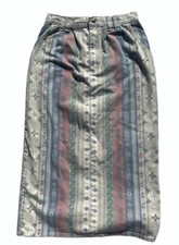 VINTAGE Aztec Denim Skirt Carolina Blues Full Length W/Pockets Made In USA