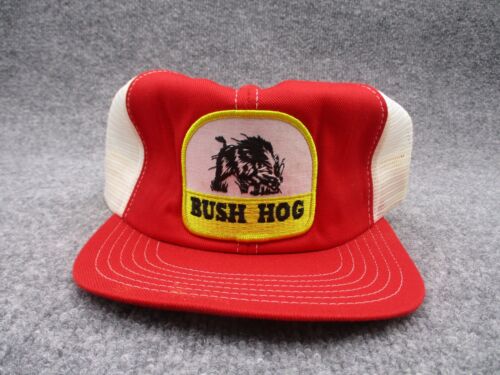 Casquette de camionneur vintage Bush Hog rouge blanc Snap Back années 80 années 90 - Photo 1 sur 7