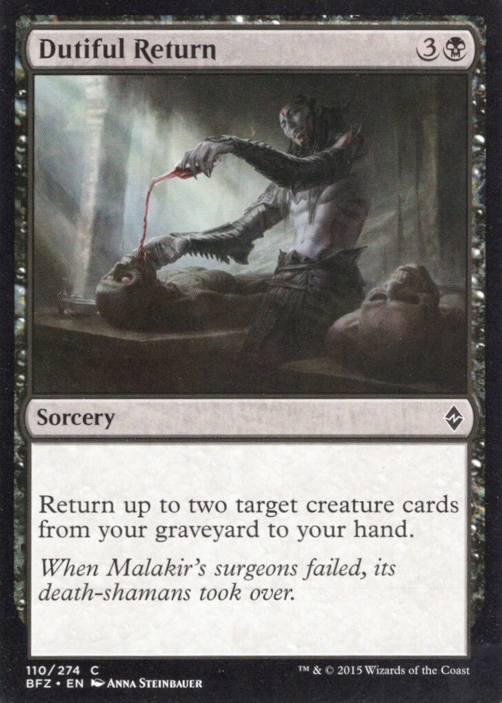4X DUTIFUL RETURN 110/274 BATTLE FOR ZENDIKAR MTG MAGIC LP X4