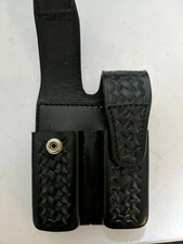 DUTYMAN Black Leather Basket Weave Dbl mag holster Dbl stack .45 mag Glk 20/21