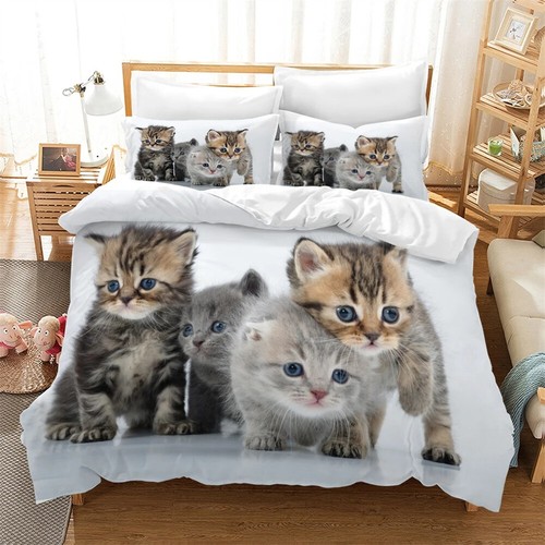 Kätzchen Katze Hunde weich Doona Bettdecke Quilt Abdeckung Set Einzel Doppel König Dekor - Bild 6 von 40