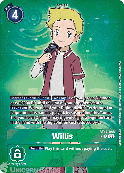 BT17-088 Willis : Box Topper Digimon Card : BT17: Secret Crisis Box Promotion Pa