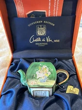 Charlotte Di Vita Renoir flowers numbered edition enamel teapot w tag and box