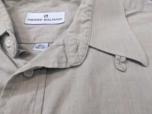 Pierre Balmain Dress Shirt Mens 16.5 36-37 Cotton Cream Made in Canada - Picture 7 of 12