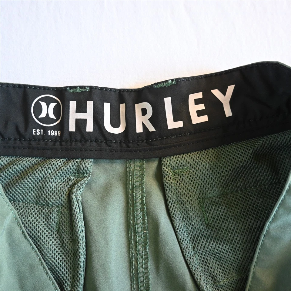 Pantalones Cortos Hurley 30x9" Negro Verde Informales Híbridos Rendimiento Golf Para Hombre Foto 3 de 4