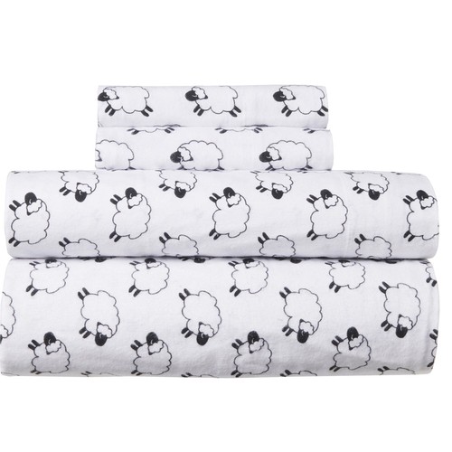 OKANAGAN SHEEP KING Size Cotton Flannel Sheet Set (SHEEP NIGHT SLEEP) - Picture 2 of 3