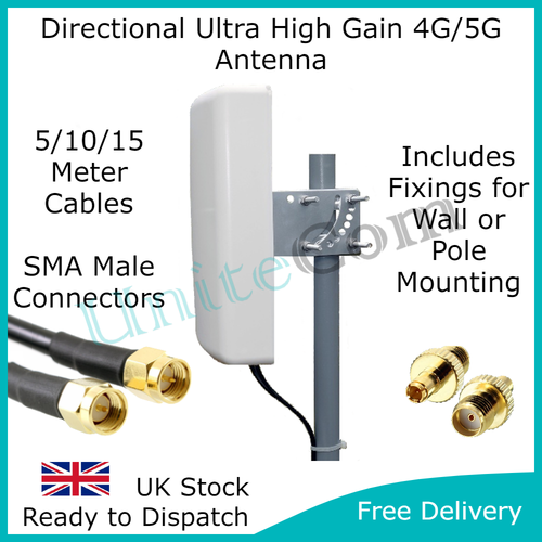 Ultra High Gain Directional MiMo 5G 4G Antenna for Vodafone O2 Three EE SMA TS9 - 第 1/13 張圖片