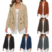 Womens Teddy Bear Fleece Fluffy Casual Loose Coat Ladies Cardigan Jacket Outwear
