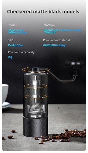 Manual CNC Coffee Grinder Burr Inside Hand Grinder With Double Bearing Adjustabl - Picture 9 of 13