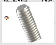 3/4-10 x 36" Stainless Steel All Thread Grade 18-8 Threaded Rod 3 Feet Length