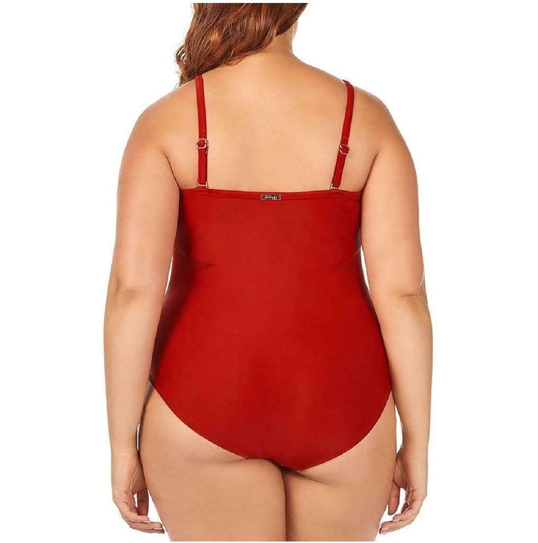 Raisins Curve Women Plus 18W Rust Orange Twist Front One Piece