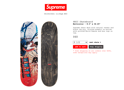 SUPREME HNIC SKATEBOARD (PRODIGY) SS21 KAWS CHALK LOGO SMURFS