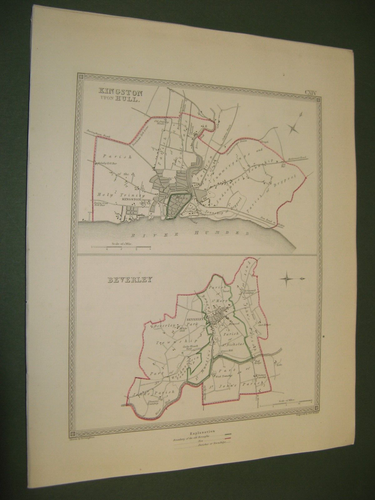 100% ORIGINAL HULL BEVERLEY TOWN AREA MAP BY CREIGHTON C1838 VGC EAST YORKSHIRE
