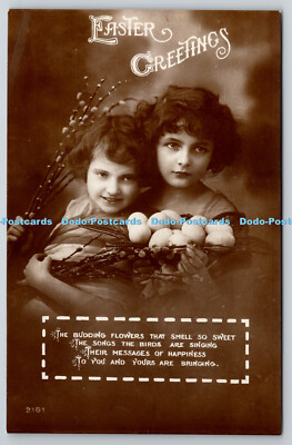 R758421 Ostergrüße zwei Mädchen und Eier Philco Serie RP