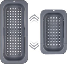 dark gray Adjustable Over The Sink Colander Strainer Basket Collapsible Drain Ra