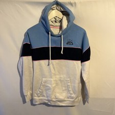 Jack Wills Women  s White Blue Hoodie Pullover Size 8