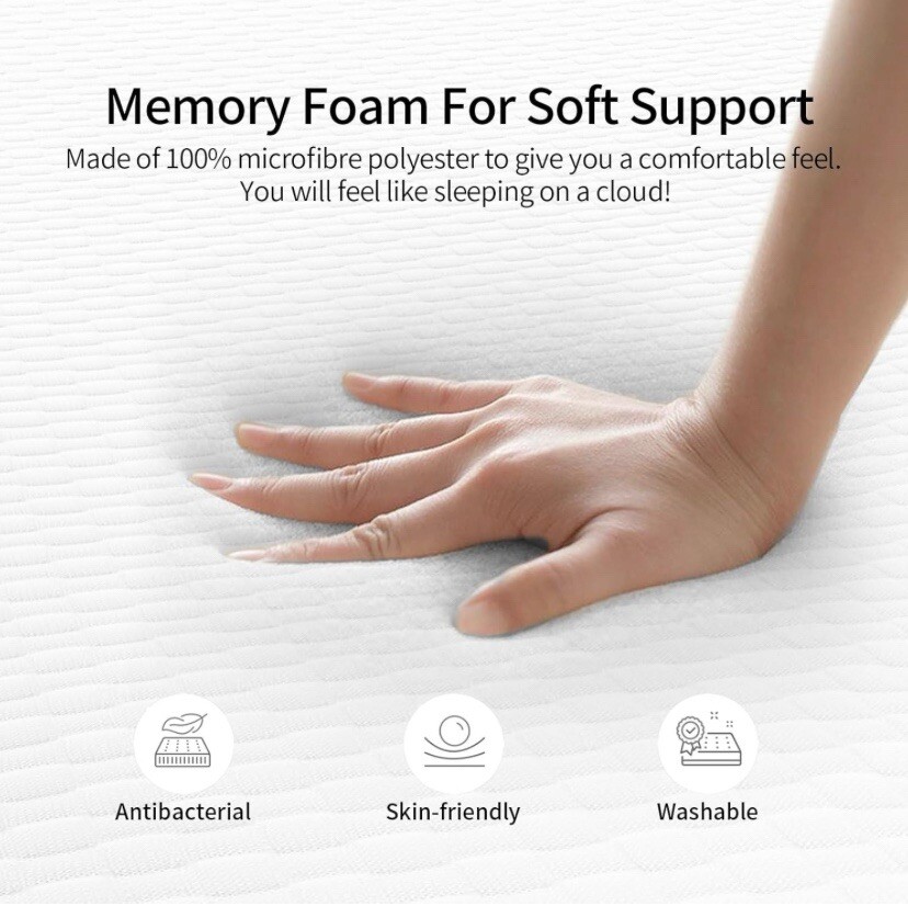 WOWTTRELAX Memory Foam Mattress Topper Double Bed, 135x190cm, Washable
