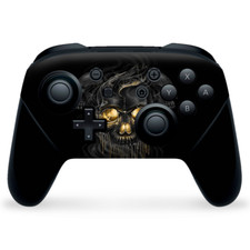 Nintendo Switch Pro Controller Skin Decal Vinyl Wrap - golden Skull