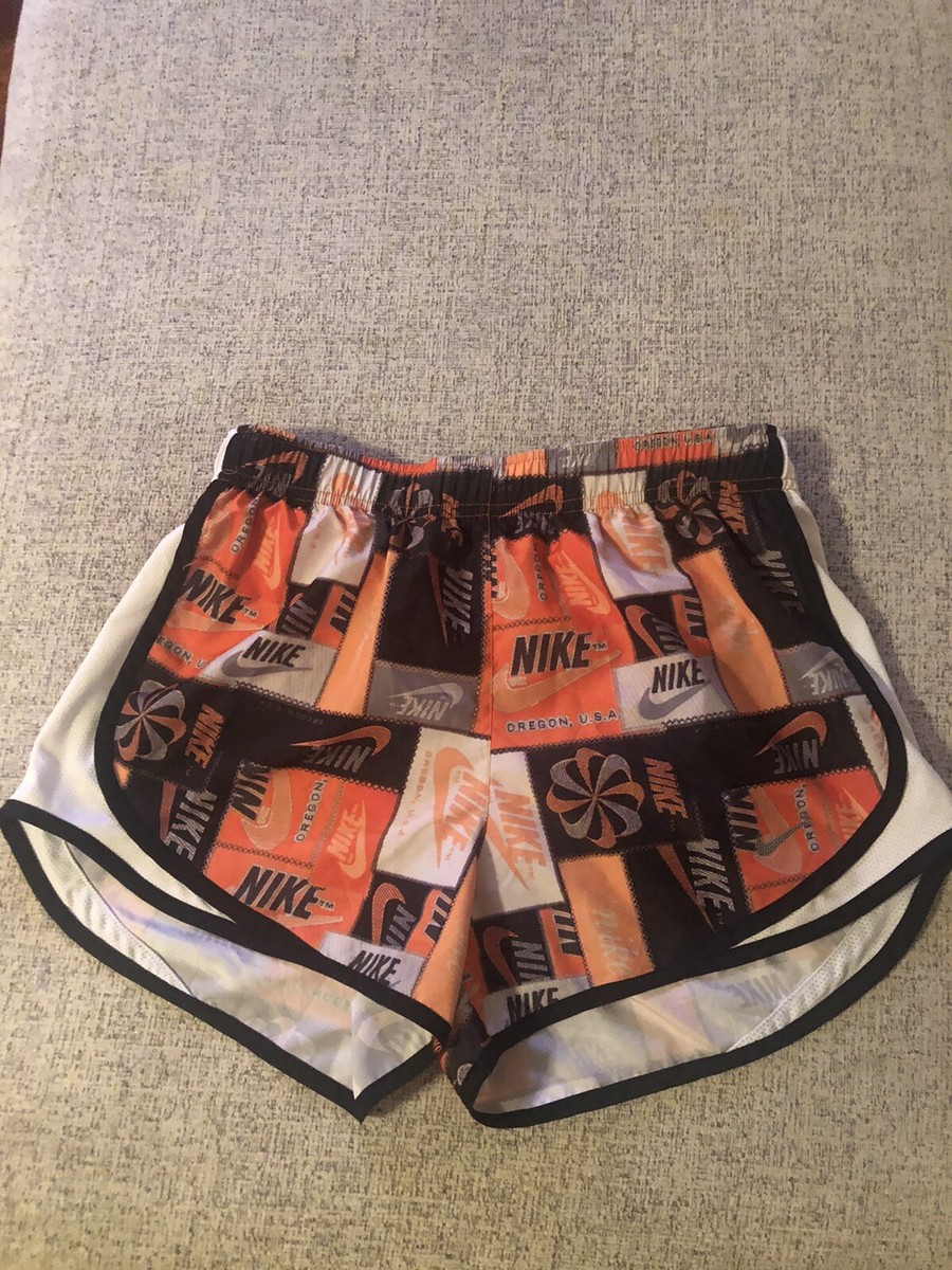 nike women's black and orange shorts