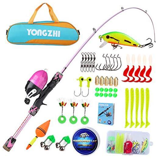  Kids Fishing Pole,Portable Telescopic Ice Fishing Rod and Reel Combo,with 