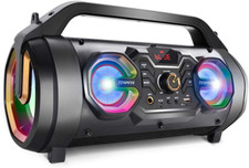 Bluetooth Speaker, 30W Portable Bluetooth Boombox with Subwoofer, FM Radio, RGB