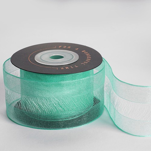 Chiffon Sheer Organza Ribbon with Hollow Fringe Mesh Center - 4cm*10 Yards Reel - Picture 8 of 14