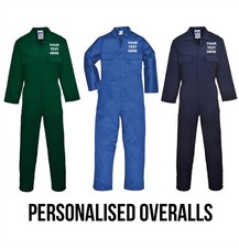 Personalised Embroidered Overalls Custom Printed Coveralls Workwear Boiler Suit 