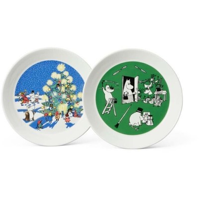 Mumin-Sammelteller 19 cm 2er-Pack Weihnachten und Zeichnen Arabia