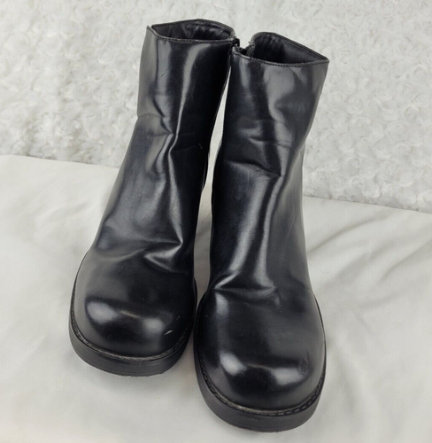Auténticas botas al tobillo Y2K Lower East Side para mujer 9 negras punta cuadrada tacón grueso - Imagen 2 de 18