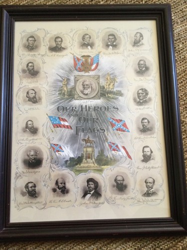 "Our Heroes And Our Flags" Civil War Lithograph Framed/Glass Print - Picture 5 of 7