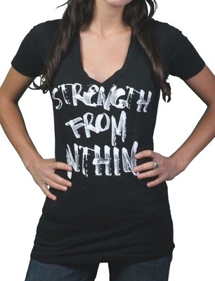 In Gods Hands Womens Strength from Within Black V-Neck T-Shirt NWT