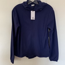 Iris & Ink Revolve Women’s Full Zip Hooded Jacket Size S Pockets Patriot Blue