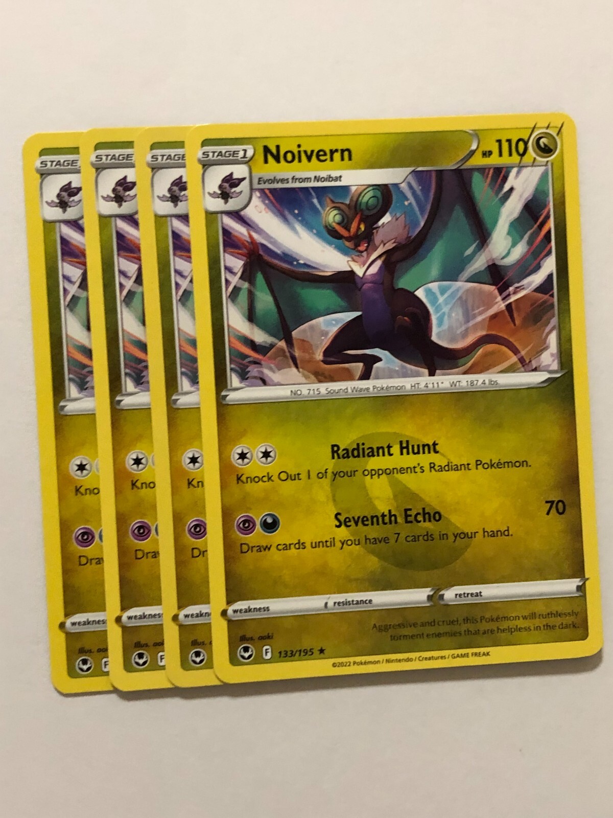 Pokemon Card Silver Tempest 4x Playset Noivern 133/195 NM